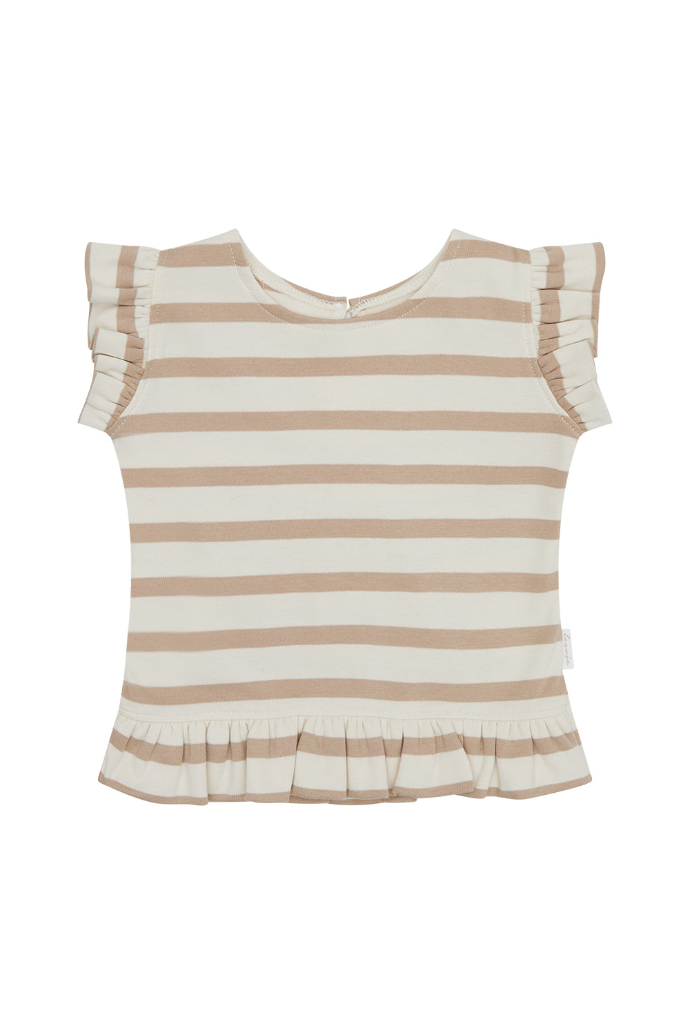 Top mit Rüschensaum 'Beige Stripes'