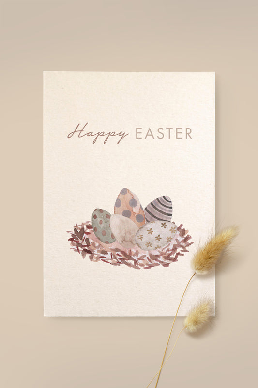 Grußkarte Osternest 'Happy Easter'