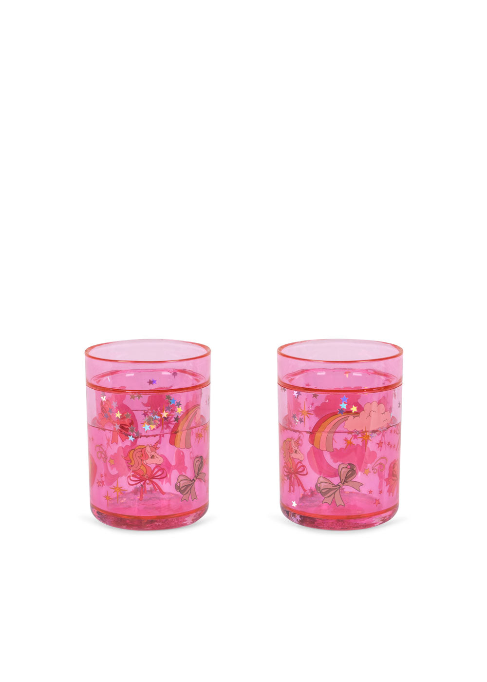 2er Set Glitzer-Becher 'Rainbow Bow'