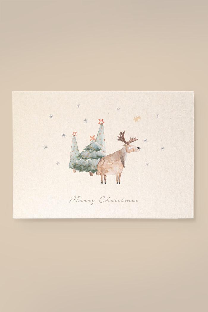Grußkarte Rentier mit Bäumen "Merry Christmas" - The Little One • Family.Concept.Store.
