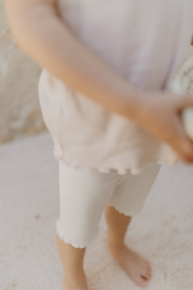 Kurze Jersey Leggings mit Schleife 'Beige Stripes'