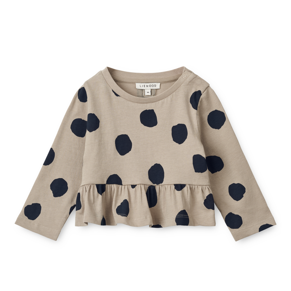 Longsleeve Margit mit Schößchen 'Spot Dots/Mist'