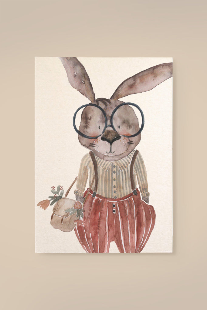 Grußkarte 'Hase mit Brille'