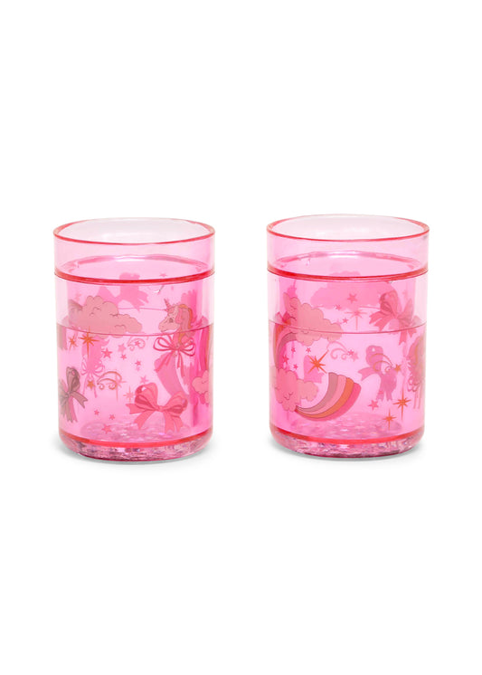 2er Set Glitzer-Becher 'Rainbow Bow'
